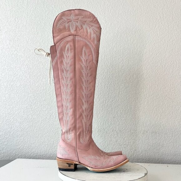 Lane LEXINGTON Over the Knee Womens Cowboy Boots 5 Pink Western Cowgirl Lace up - Picture 2 of 16